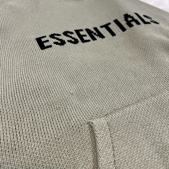 Fear of God Essentials Knit Hoodie 'Olive' - Picture 7 of 7